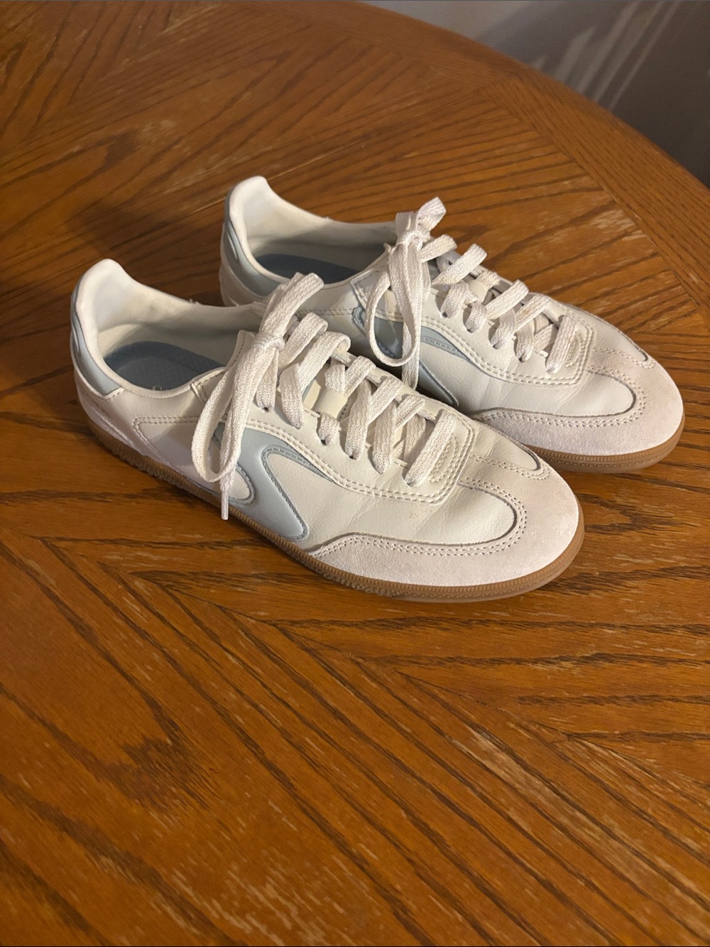 Skechers White Sneakers with Light Blue Accent